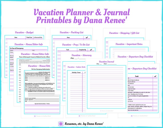 planners calendars printable travel organizer travel journal travel planner home management printable vacation planner journal vacation planning calendars