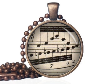 Vintage Sheet Music Necklace - Sheet Music Pendant - Musical Note Jewelry - Musician Gift - Gift for Musician - Music Lover Necklace