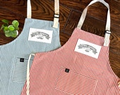 Custom Mr and Mrs apron with your surnames and wedding date , handprinted, moustache, lips and a nostalgic banner graphics! Wedding aprons