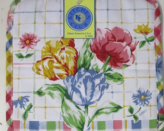 Vintage Kitchen Club Floral Print Pot Holder - New Old Stock