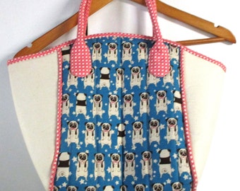 French Bulldog Print Carry Bag / Purse / Holdall / Tote - Handmade Padded Fabric Bag