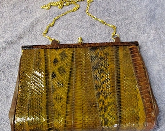 Vintage Rones NSW Snakeskin Snake Leather Purse / Clutch / Handbag