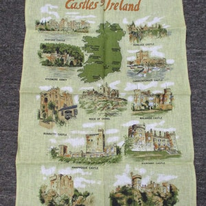 Vintage Linen Tea Towel - Ulster Weavers Castles of Ireland - Unused With Tag