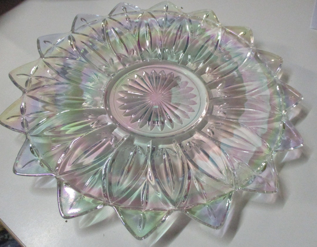 Clear Carnival Glass Plate