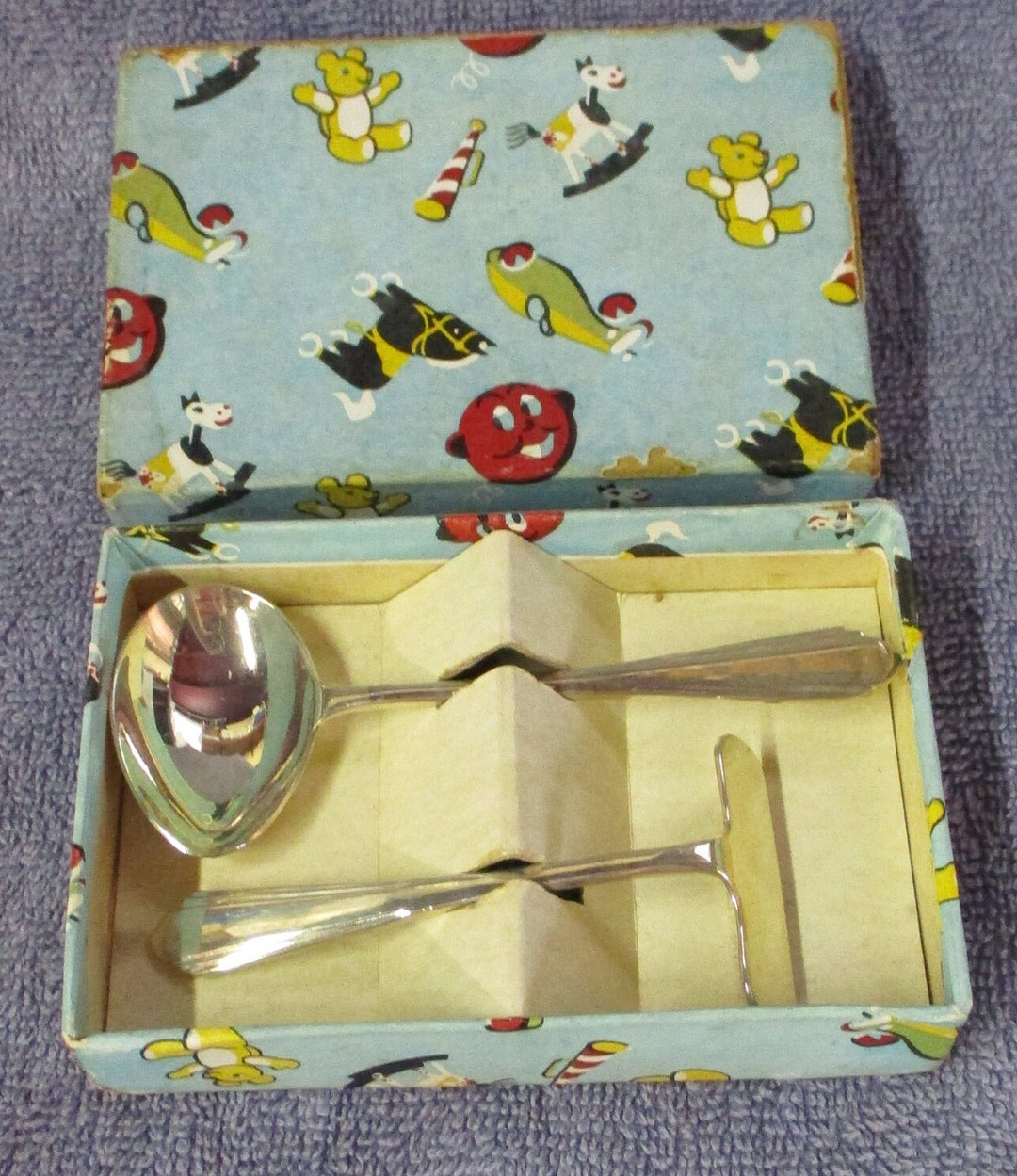 Rodd EPNS A1 Silver Child's Set Pusher & Feeder Spoon Boxed Etsy