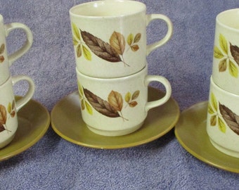 Vintage Stoneware 6 Cup and 3 Saucer Set - Perhaps Johnson Bros