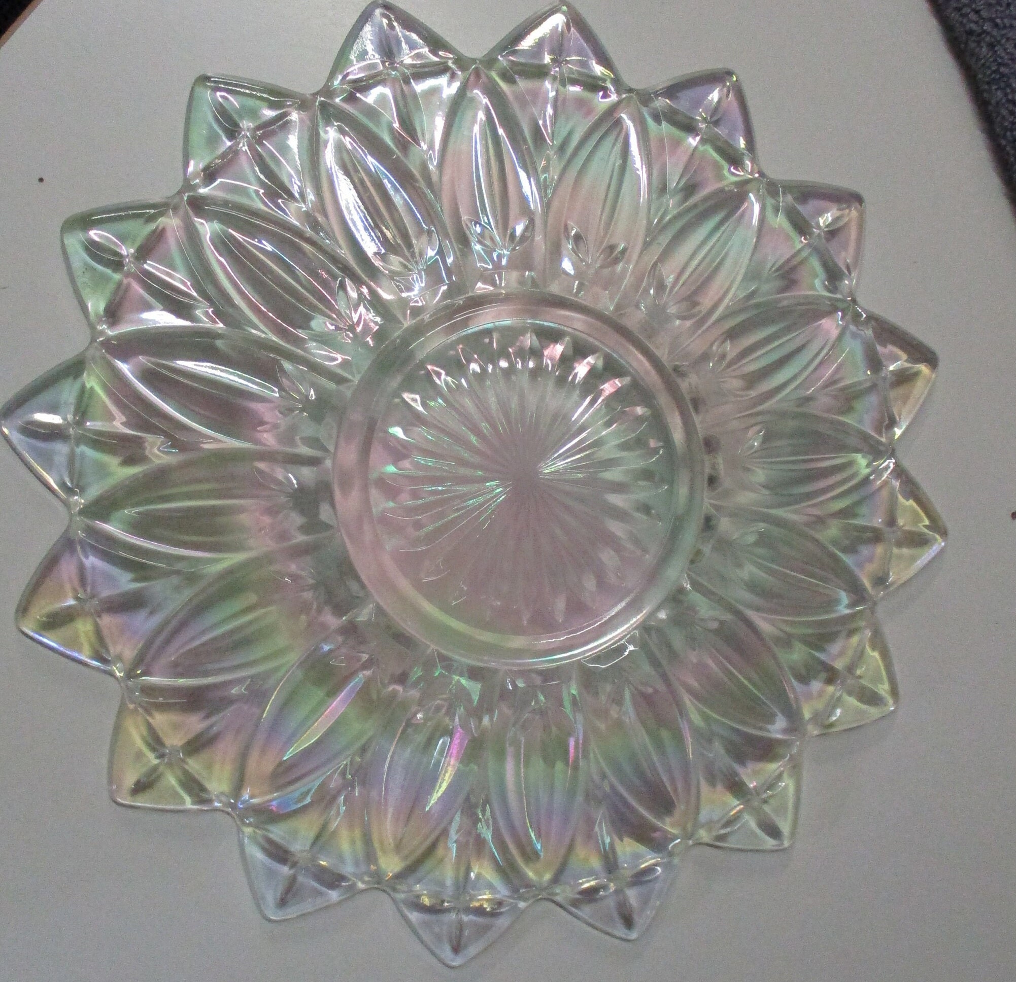 Clear Carnival Glass Plate