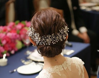 Long Hair Vine Bridal  Pearl Silver Wedding Hair Accessory Bridal Hair Piece Vine Jewellery