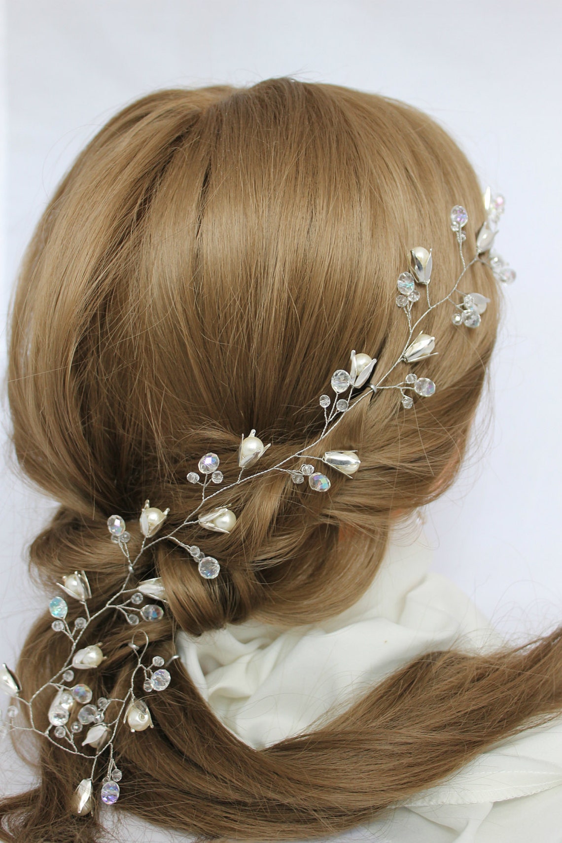 Flower hair vine wedding vine bridal hairpiece bridal hair Etsy