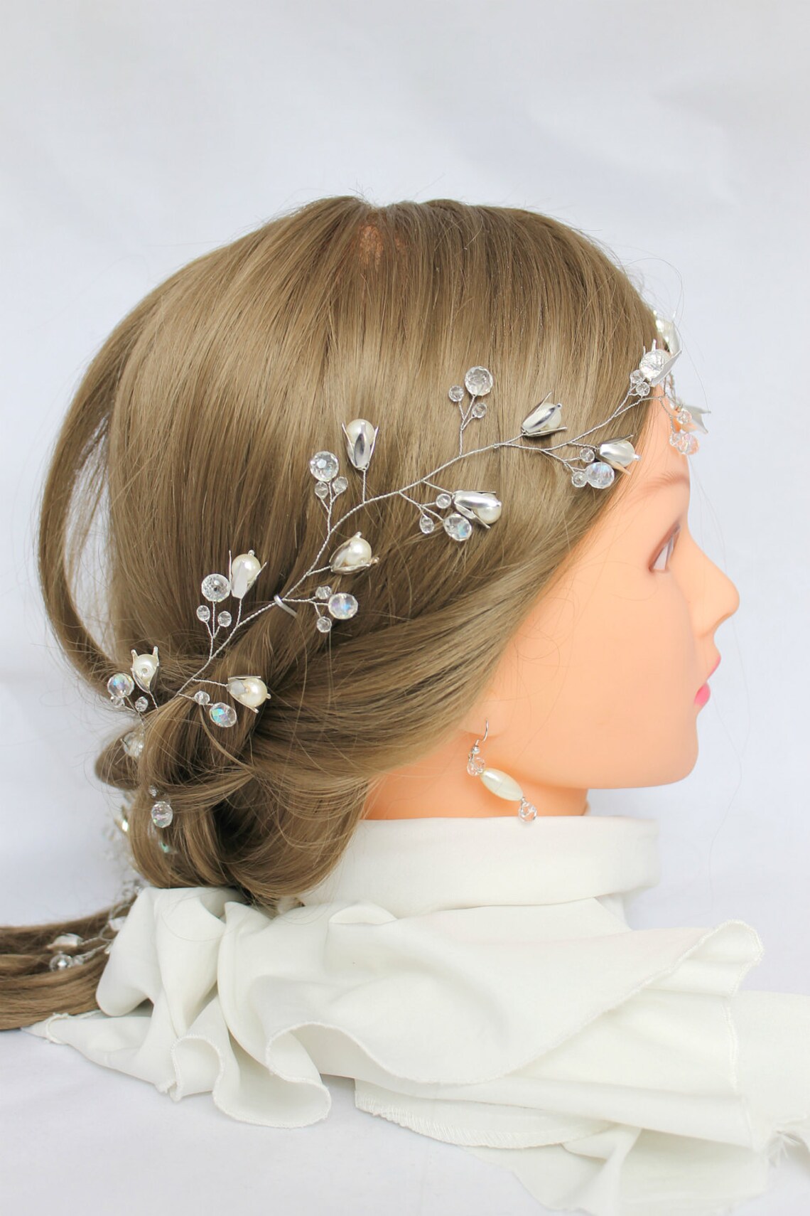 Flower hair vine wedding vine bridal hairpiece bridal hair Etsy