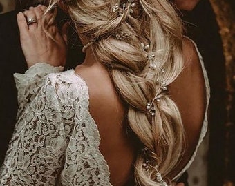 Bridal hair vine long hair vine wedding headband  bridal headpiece bridal headband wedding hair vine headband long headpiece wedding wreath