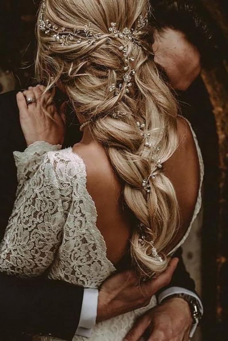Bridal hair vine long hair vine wedding headband bridal headpiece bridal headband wedding hair vine headband long headpiece wedding wreath image 1