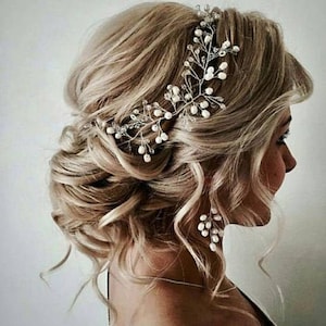 Bridal Hair Vine Wedding Rose Gold Hair Piece Pearl Silver Wedding Hair Accessory Bridal Hair Piece Vine Jewellery Long Hair Vine Bridal