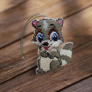 Handcrafted Beaded Baby Raccoon Whimsical Baby Raccoon Beaded Art Enchanting Beaded Raccoon image 8