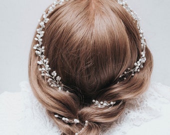 Bridal Hair Vine Long Hair Vine Wedding Hair Accessories Bridal Hair Piece Wedding Hair Piece Beaded Wreath Pearl Hair Vine Wedding Headband