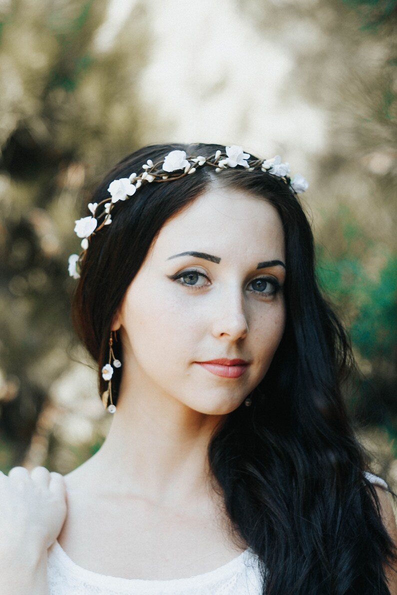 Flower Crown Veil Bridal Wreath Wedding Wreath Flower Halo Etsy