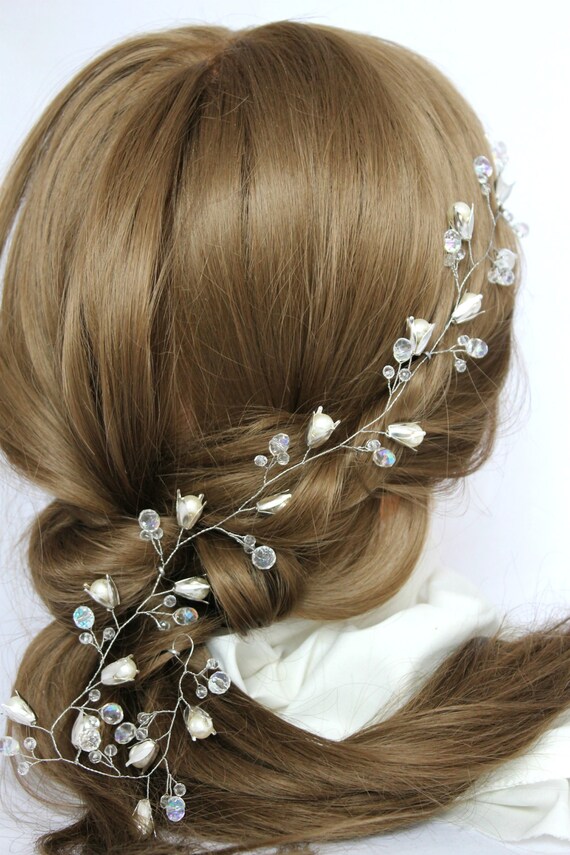 Flower hair vine wedding vine bridal hairpiece bridal hair Etsy