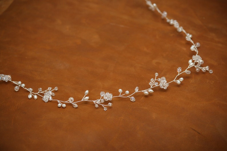 Bridal hair vine long hair vine wedding headband bridal headpiece bridal headband wedding hair vine headband long headpiece wedding wreath Silver