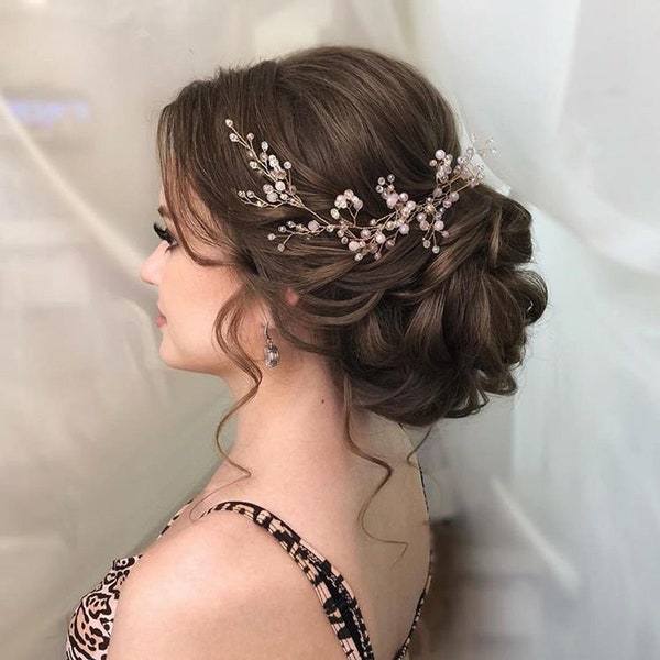 Rose gold vine prom hair accessories hair Crystal Headband hair piece wedding hair bridal hair vine wedding wreath Bridal Crystal wreath