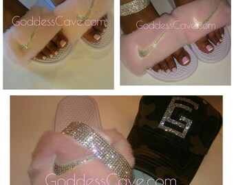 fluffy flip flops nike