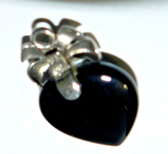 Vintage 925 Sterling Silver Bow Puffy Black Onyx … - image 5