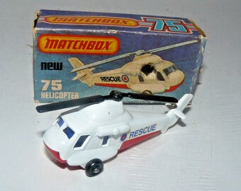 Matchbox Superfast No.75 Helicóptero 1976 Vehículo fundido a presión en perfecto estado