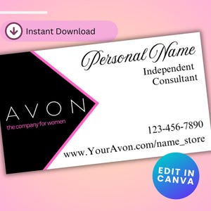 Bearbeitbar Avon Visitenkarte Vorlage | Leinwand | Sofortdownload | Avon Rep Marketing | Zum Selberdrucken