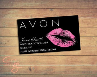 AVON business card printable, download, lips, pink, custom, make-up