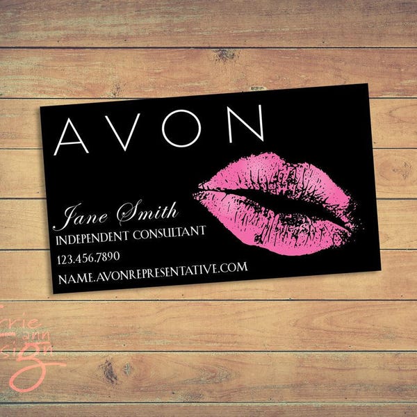AVON business card printable, download, lips, pink, custom, make-up