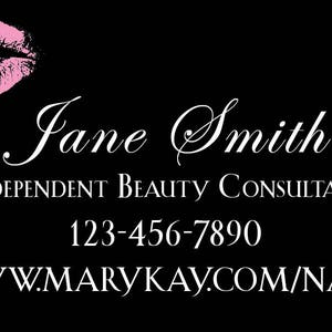 Mary Kay 2-sided Business Cards, printable, lips, pink, custom, make-up, download, front and back image 3