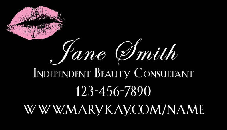 Mary Kay 2-sided Business Cards, printable, lips, pink, custom, make-up, download, front and back image 3