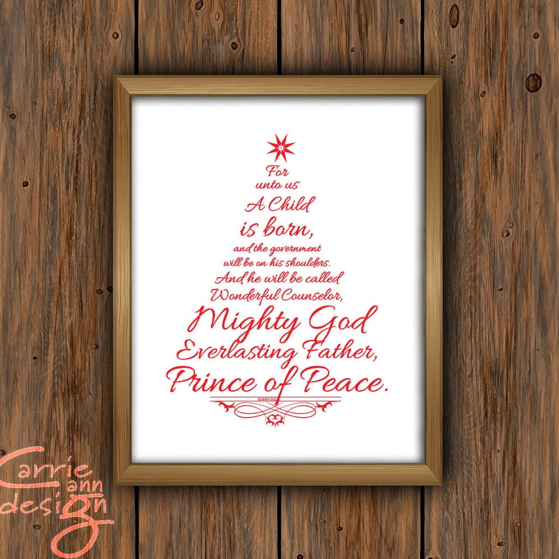 Christmas Tree Scripture, Child Born, Isaiah 96 Downloadable, Printable Etsy