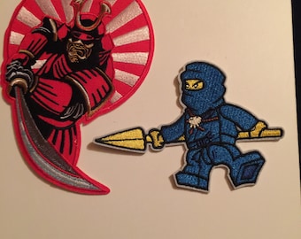 Bügelpatch Schwertkämpfer und ein Ninja