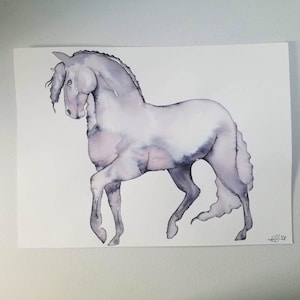 Original Friesian Horse Watercolor Painting &quot;The Friesian&quot;