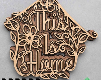 This is home, svg For Laser Cutting, Multi-layered svg,  CnC, 3D mandala, Vector Files AI, DWG, DFX,