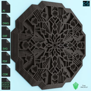 Laser Cut file, Geometric Wall Art, cnc file, Instant Download, 3d layer svg, Laser cut, turtle wall art, AI, DWG, DFX file for cnc, (06)