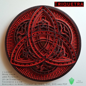 Layered art svg. Triquetra, A Multi-layered Laser Cut Sculptures, For Laser Cut CnC  Instant Download, Vector Files Ai,Dwg,Dxf and Svg