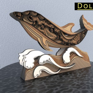 Dauphin svg, Fichier de découpe laser double face svg en couches, Dauphin, fichier cnc, couche 3d svg, Découpe laser, mandala 3d svg, AI, DWG, fichier DFX pour cnc