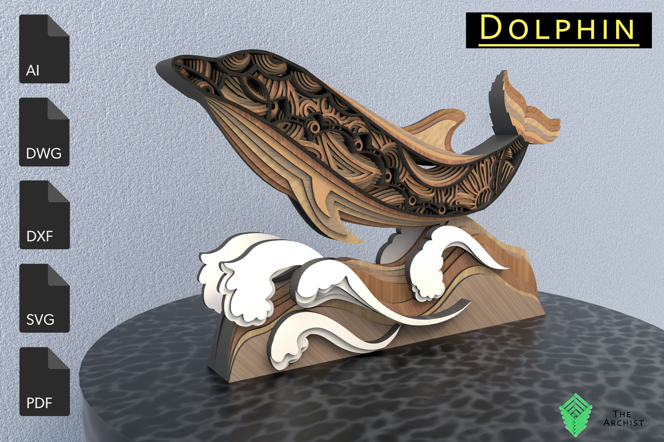 Dolphin svg,  Layered svg double sided Laser Cut file, Dolphin, cnc file, 3d layer svg, Laser cut, 3d mandala svg, AI, DWG, DFX file for cnc