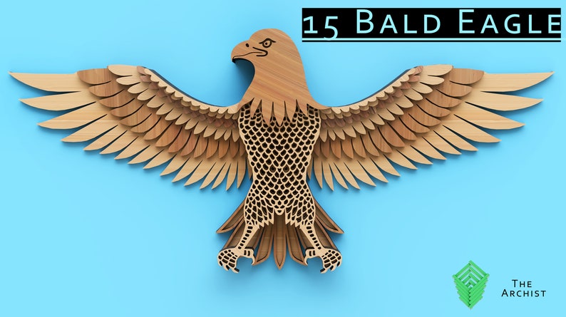 Download Laser Cut file Geometric Wall Art Bald Eagle cnc file 3d ...