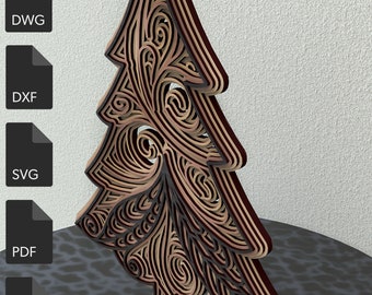 Double sided Tree Layered Laser Cut file, Tree, cnc file, 3d layer svg, Laser cut, 3d mandala svg, AI, DWG, DFX file for cnc.