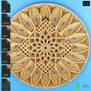 Archivo de corte láser, arte de pared geométrico, archivo cnc, descarga instantánea, svg de capa 3d, corte láser, arte de pared de tortuga, AI, DWG, DFX, (02)