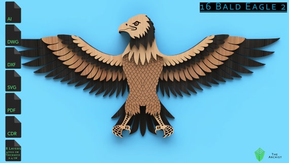 Download Laser Cut File Geometric Wall Art Bald Eagle 2 Cnc File 3d Etsy