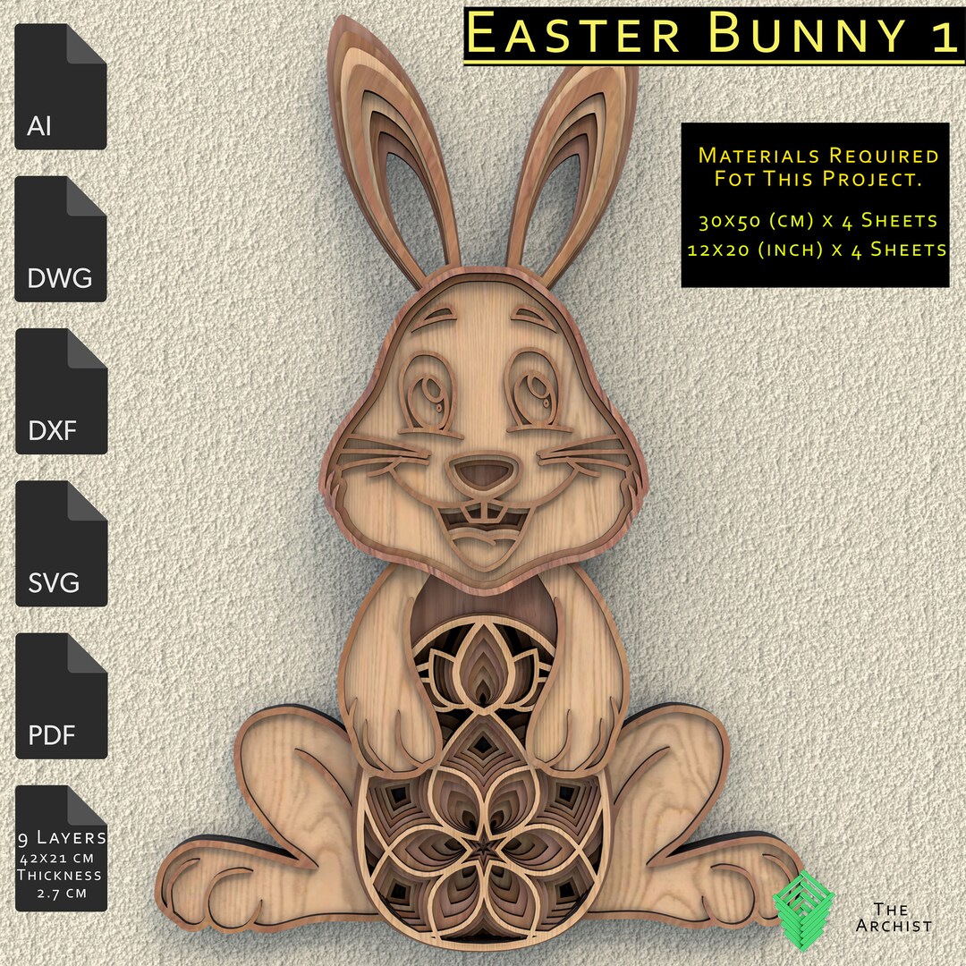 Easter Bunny Mandala SVG – Laser Cut File, Layered Design (digital ...
