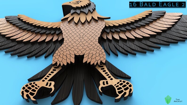 Download Laser Cut file Geometric Wall Art Bald Eagle 2 cnc file 3d ...