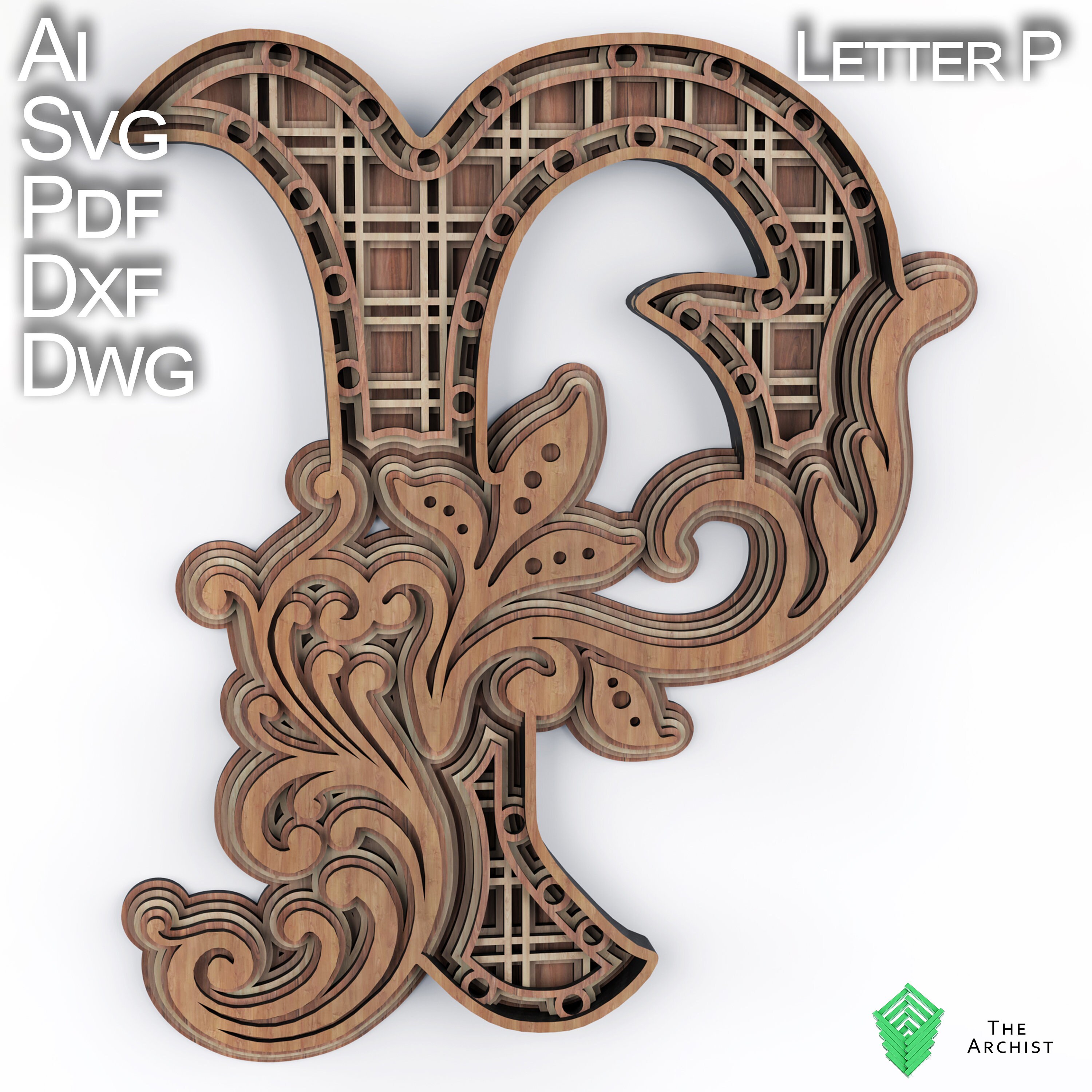 Download 116 Multilayered svg alphabets svg 'Letter P' svg | Etsy