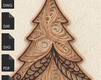 Tree Layered Laser Cut file, Tree, cnc file, 3d layer svg, Laser cut, 3d mandala svg, AI, DWG, DFX file for cnc.