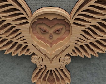 Attacking Owl Geometric Wall Art – Multilayer SVG | Cricut, Glowforge, Laser Cut, CNC
