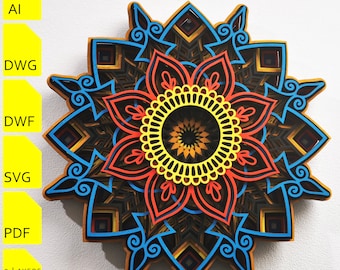 Geometric Mandala Wall Art A – Multilayer SVG | Cricut, Glowforge, Laser Cut, CNC