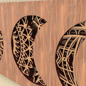 maanfase meerlaagse SVG/3D-laag/multiplex snijden/papier snijden/SVG-bestand/3D-mandala multiplex, gelaagde mandala-svg, Glowforge-bestanden.